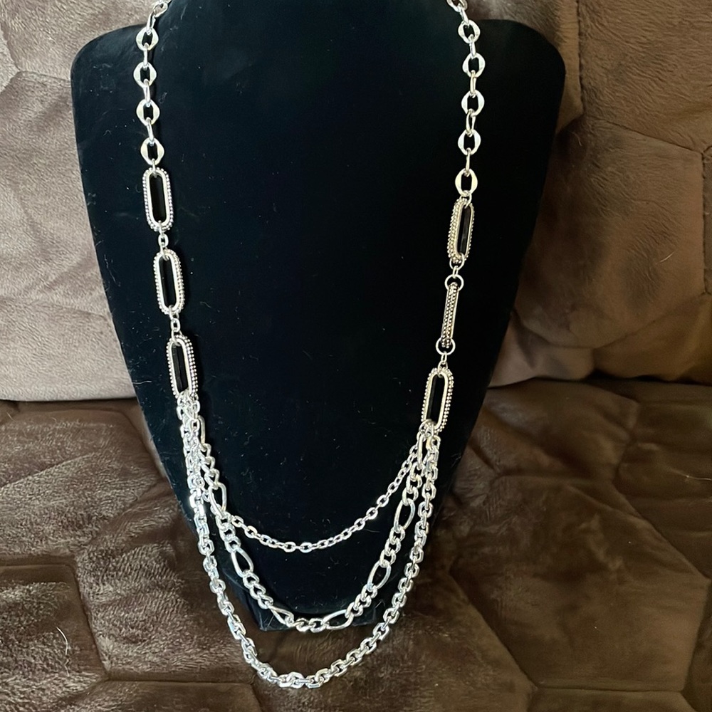 Silver tone chain necklace